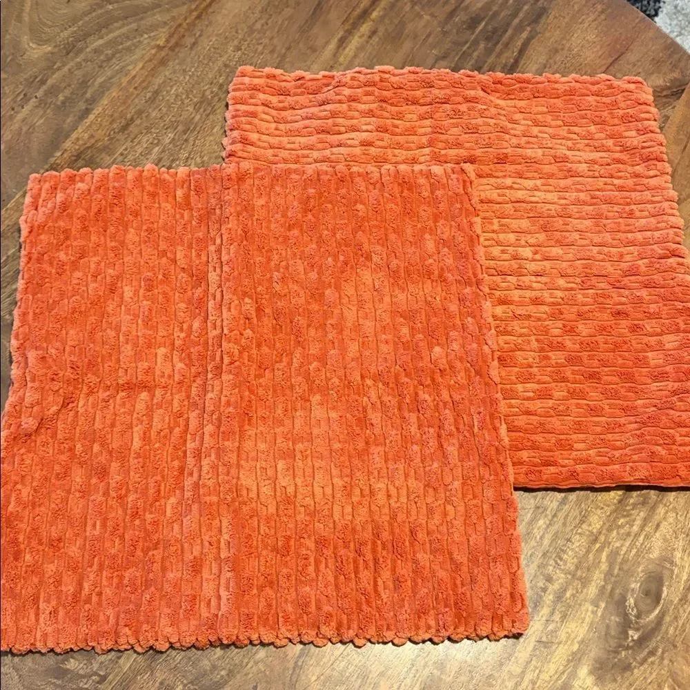 MIULEE Throw Pillow Covers, Burnt Orange, Soft Corduroy, Set of 2, 16x16 Inch